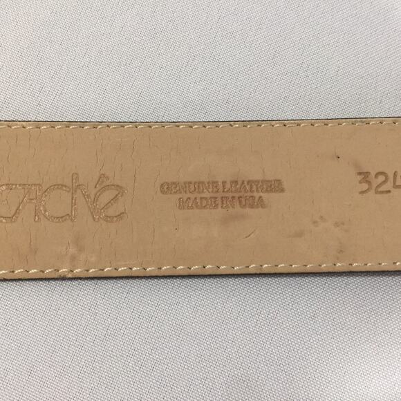 Vintage Cache Leather Belt Alligator Tan Brown 3.75" Buckle Antique Gold USA - Picture 6 of 9